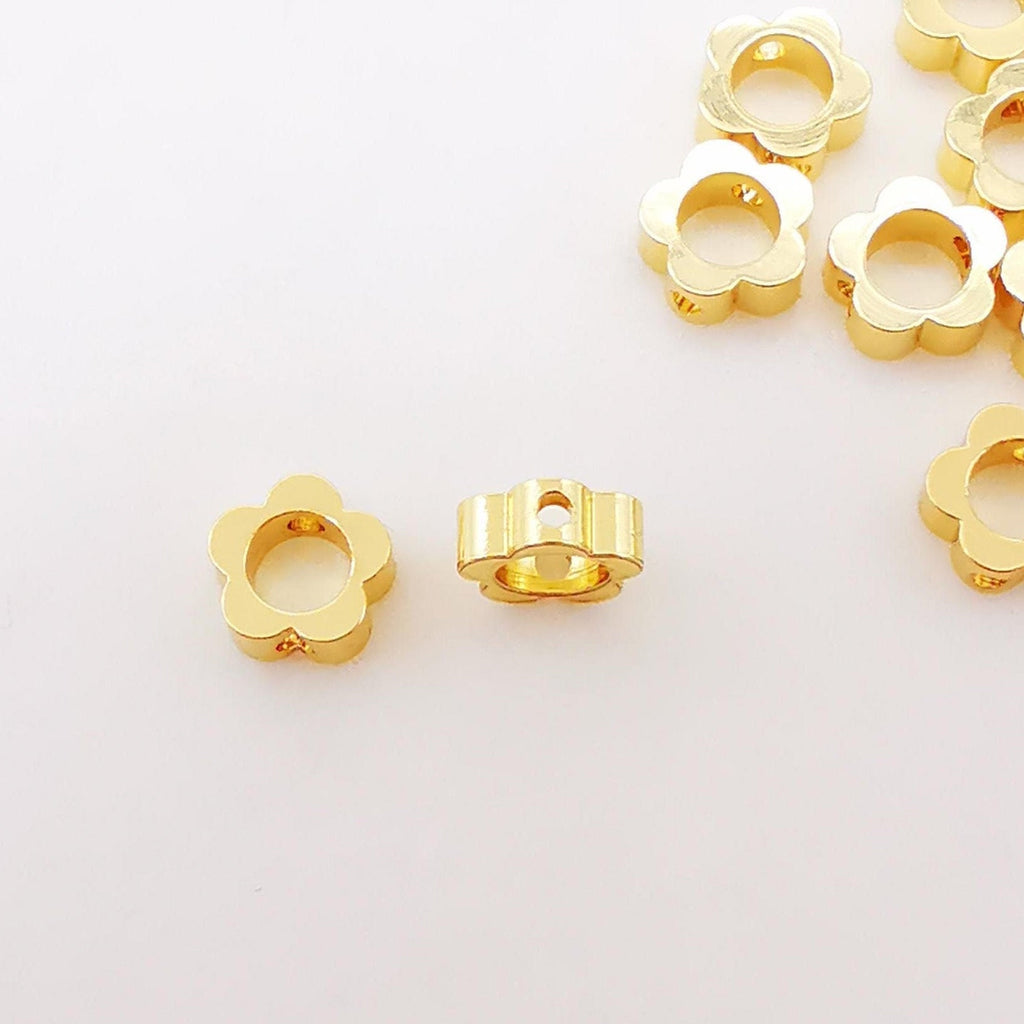20PCS- Flower Spacer Beads, 18K Gold Plated , Dainty Bracelet Necklace Making Beads, Jewelry Finding S277