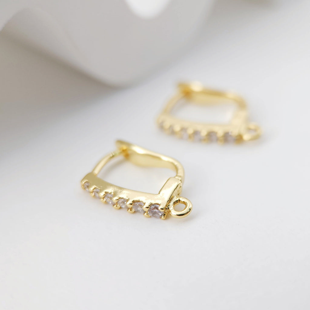 18K Gold Plated U Shape Hoop Earring, Huggie Hoops Earring Parts, Lever Back, 15*11.3mm, Hoop earring for Jewelry Making D0219