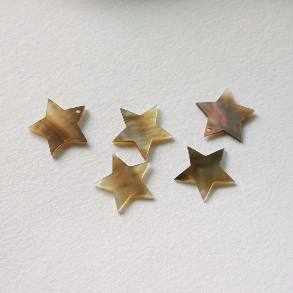 Star Black Mother-of-Pearl, MOP Shell Pendant, Engraved Black Nacre, Shell Charm, Shell Jewelry Making Findings RY043