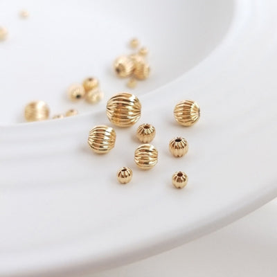 50pcs-Corrugated Beads, Spacer Beads, 14K Gold Plated, 3mm,4mm,5mm,6mm,8mm, Bracelet Making Beads, Jewelry Finding TH002-ZX7021