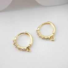 Load image into Gallery viewer, Cubic Zirconia Ear Hoops Multicolor Pave Crystal, 15*13.7mm, 18K Gold Plated Leverback Earrings, Huggie Hoops Earring D0213