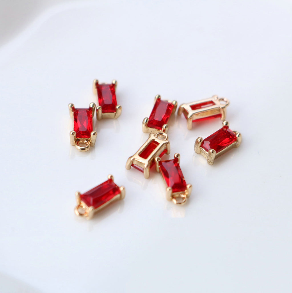 10pcs Rectangular Charm, Cubic Zircon Crystal Pendant, Bracelet Necklace Pendant, 14K Real Gold Plated, Jewelry Findings HL070-F132