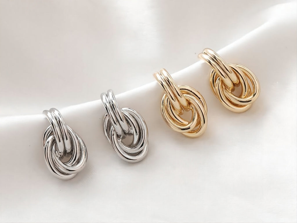 Vintage Multi-Ring Ear Post, S925 Silver Ear Pin Nickel Free Earrings, Gold/Silver Ear Stud, Hypoallergenic Earring Findings G004