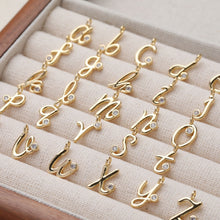 Load image into Gallery viewer, Dainty Cubic Alphabet Letter Charm, 14K Gold/ Silver Plated CZ Pave Initial Pendant, 8x12mm, Necklace Bracelet Earring Making GZ385