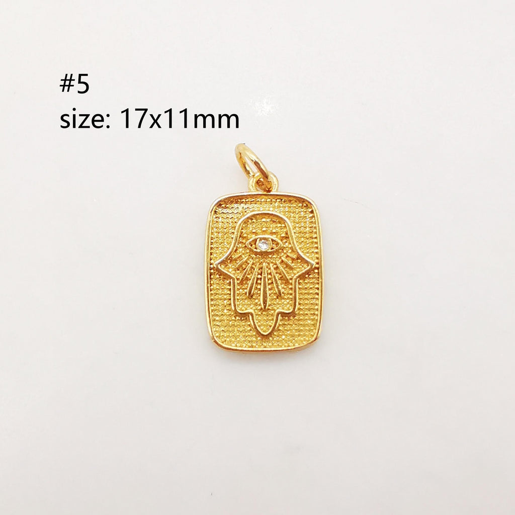 Evil Eye Charm, Coin Pendant, Heart Charm, 18K Gold Plated CZ Pave Eye Pendant, Necklace Making Charm, Jewelry Findings S1024