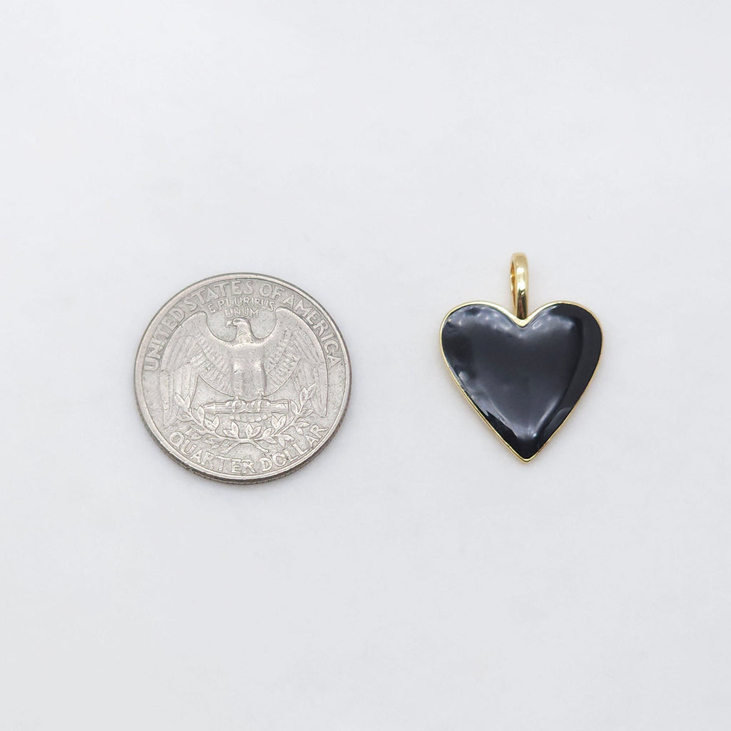 Enamel Heart Charm, 18K Gold Plated Heart Pendant, 24mm, Necklace Bracelet Making Pendant S20466