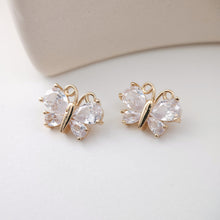 Load image into Gallery viewer, Dainty Butterfly Charm, CZ Micro Pave Charm, 14K Gold Plated Kawaii Charm for Jewelry Making F269