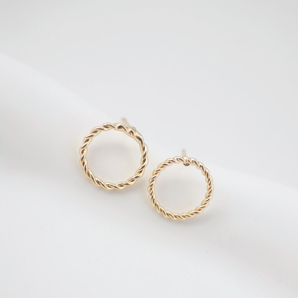 10pcs 14K Gold Round Post With Loop, Openwork Round Stud Earring Nickel Free, 10mm, Hypoallergenic Earring Findings ZX076