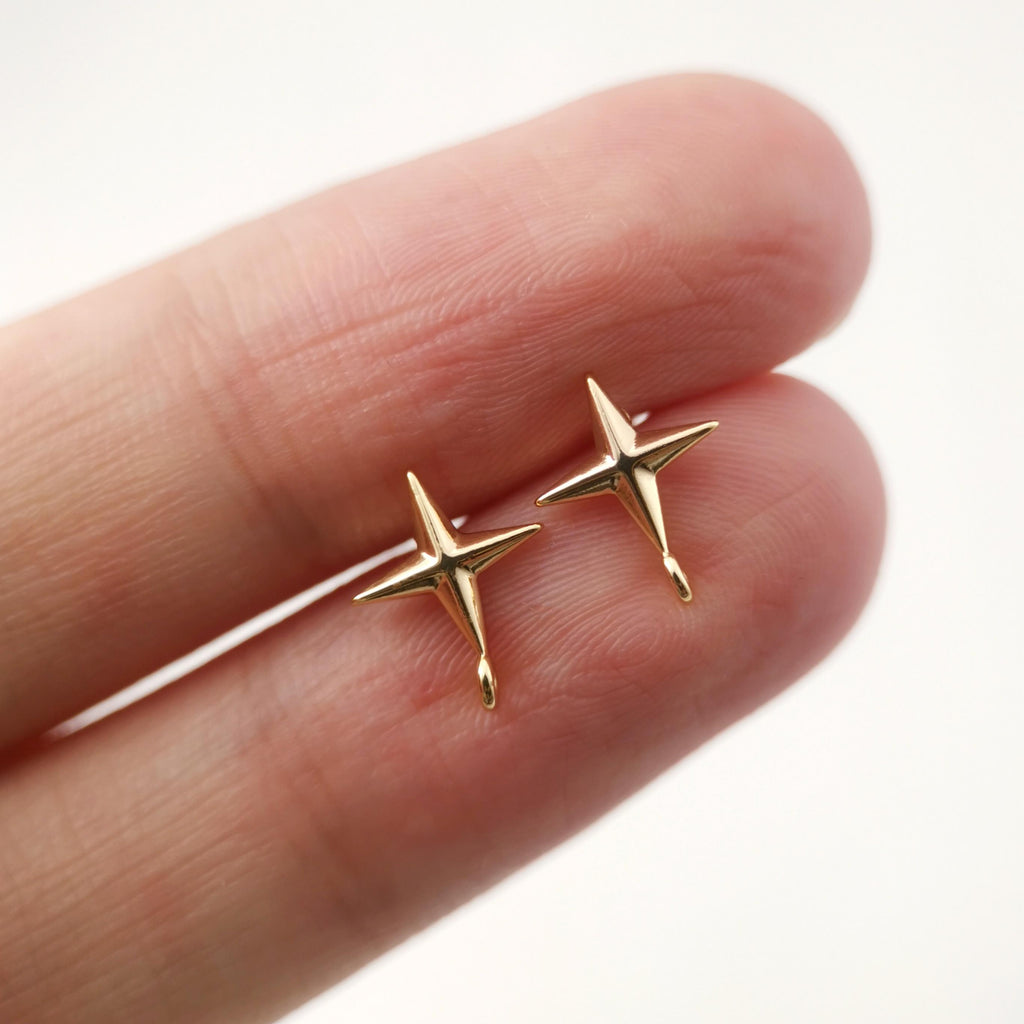 10pcs Gold Star Earring Post With Loop, Nickel Free Earrings, Ear Stud with Loop, Hypoallergenic Earring Findings Z092