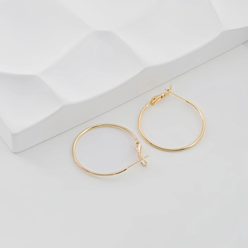 10PCS 18K Gold Plated Round Hoop Earring, Huggie Hoops Earring Parts, Spring Ear Hoops, 30mm, hoop earrings Z102