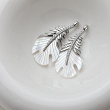 Load image into Gallery viewer, Feather Shell Pendant, Real Gold/Silver Plated, CZ Pave, Jewelry Making Findings GZ533
