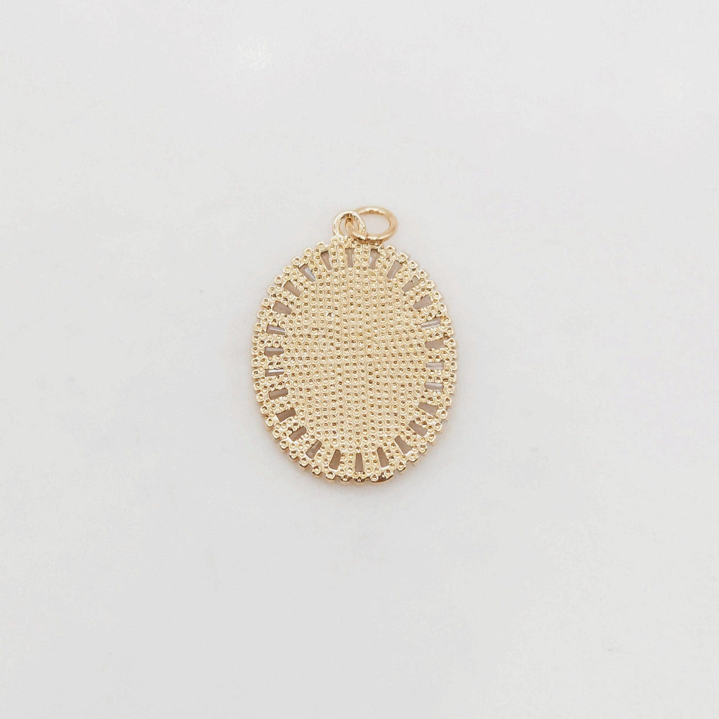 Cubic Saint Maria Charm, Religious Pendant, 18K Gold Plated Micro CZ Pave Our Lady Pendant, Vintage Necklace Making Charm S20373