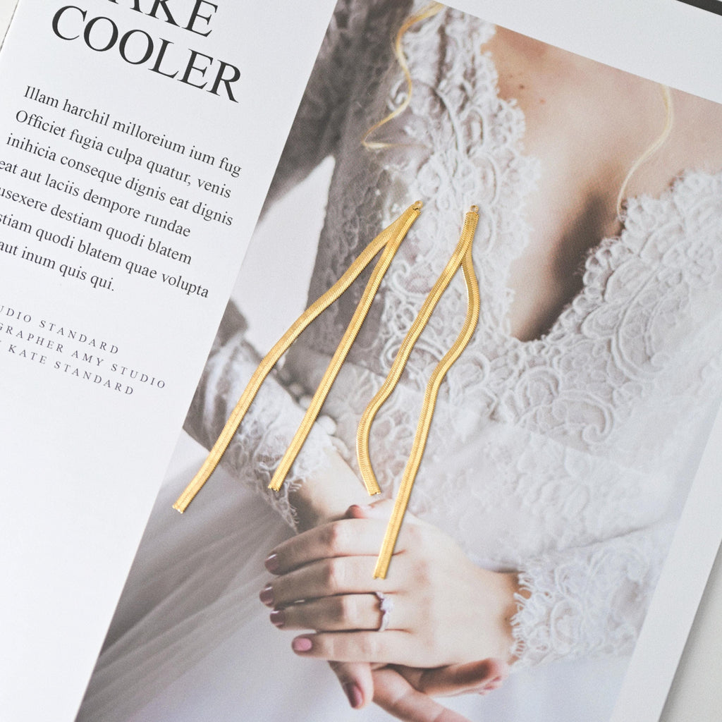 Gold Chain Tassel Pendant, Gold Snake Chain Charm, 18K Gold Plated Earring Chain Pendant, Earring Findings ZX352