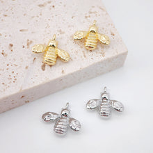 Load image into Gallery viewer, Gold Bee Charm, 18K Gold Plated Bee Pendant, Animal Charm, 12x13mm, Necklace Jewelry Finding S20671