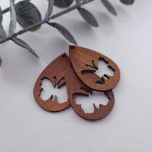 Load image into Gallery viewer, Butterfly Wood Charms, Drop Shaped Wooden Pendant, Reclaimed Walnut Wood, Geometric Statement Wood Earrings Diy Ideas JT1008