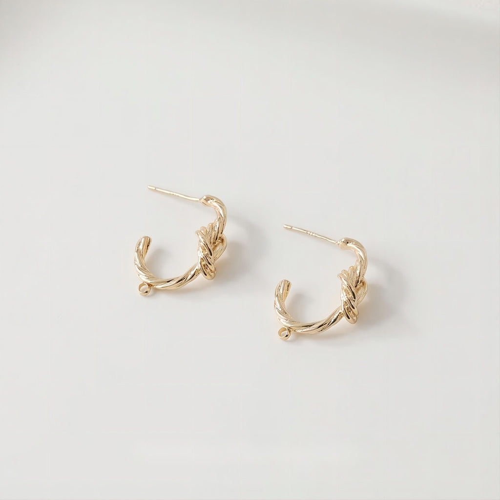 C Shape Knot Earrings Post, 14K Gold, S925 Silver Ear Pin Nickel Free Earrings, Ear Stud Hypoallergenic Earring Findings GE078-D0431