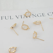 Load image into Gallery viewer, 4pcs Oval Shape Earring Post With Loop, S925 Silver Pin Nickel Free Earrings, Crystal Gemstone Stud, Hypoallergenic Earring Findings ZX030