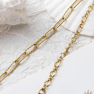 18K Gold Link Chain, Handmade DIY Accessories, 316L Stainless Steel, Sold in 0.5 Meters, ZD011
