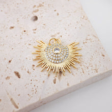 Cargar imagen en el visor de la galería, Dije de sol, colgante de sol, chapado en oro de 18 quilates con micro pavé de circonitas cúbicas, 25 mm, para hacer collares, accesorios de joyería S20714