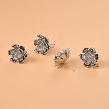 Cargar imagen en el visor de la galería, Poste para pendientes de peonía multicapa con aros, pasador de plata S925 sin níquel, aro para pendientes de flor, accesorios hipoalergénicos LL236