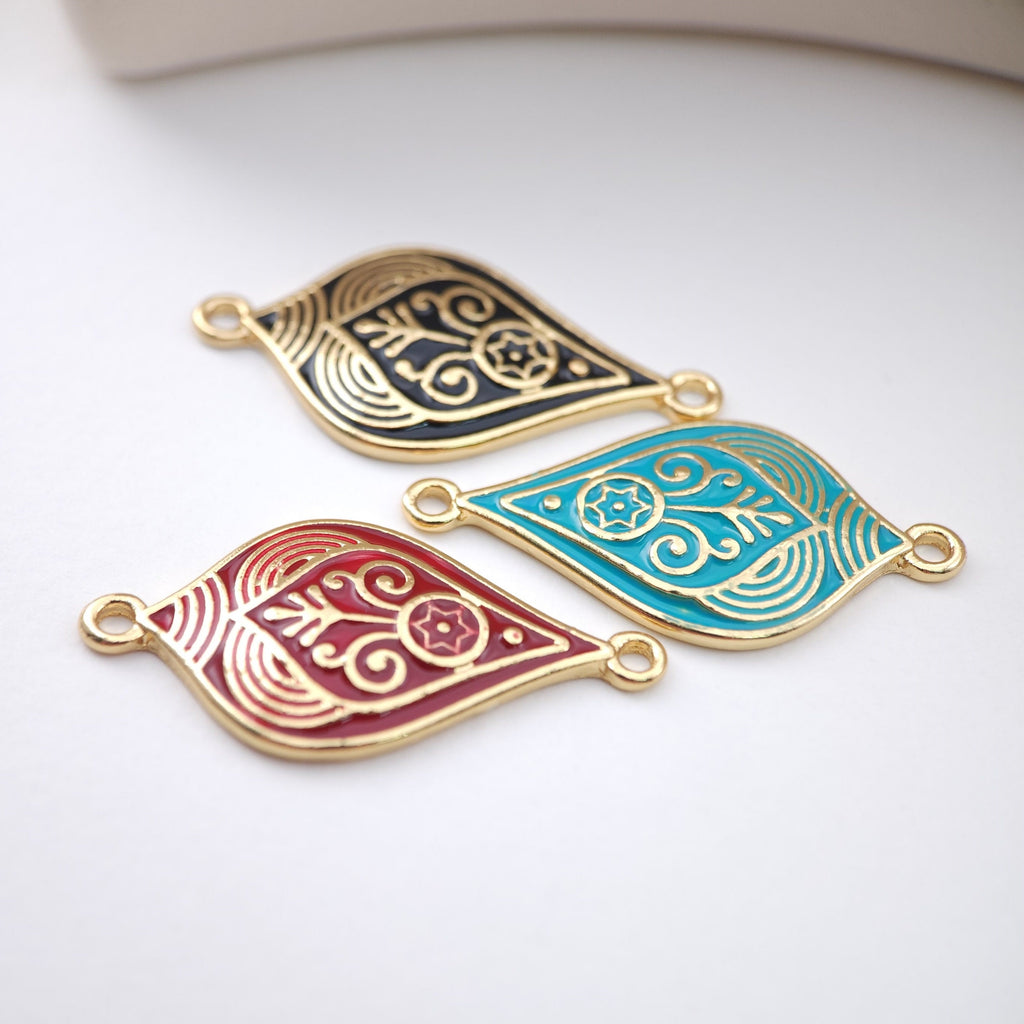 Enamel Boho Connector, 18K Gold Plated Flower Connector Charms For Bracelet Necklace Making, Jewelry Findings S1142