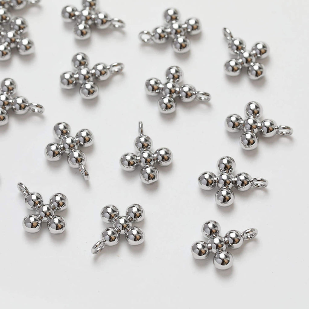 Dijes de cruz de oro, colgante de cruz con cuentas, colgante religioso con pavé de circonitas, chapado en oro de 18 quilates, dijes para hacer collares, accesorios de joyería GZ374