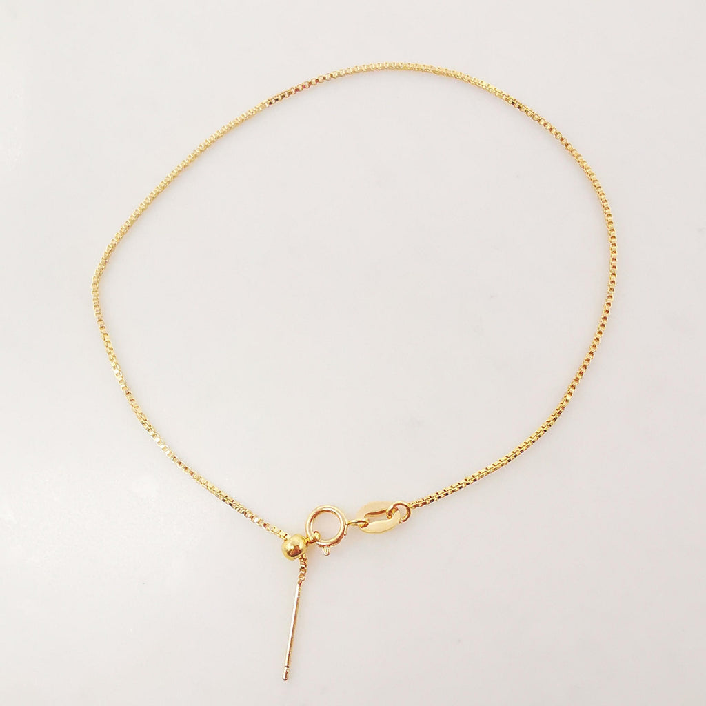 18K Box Finished Chain for Necklace/ Bracelet With Spring Clasp, 0.8mm, 18 Inch/8 Inch READY To WEAR Necklace Bracelet Findings Z100