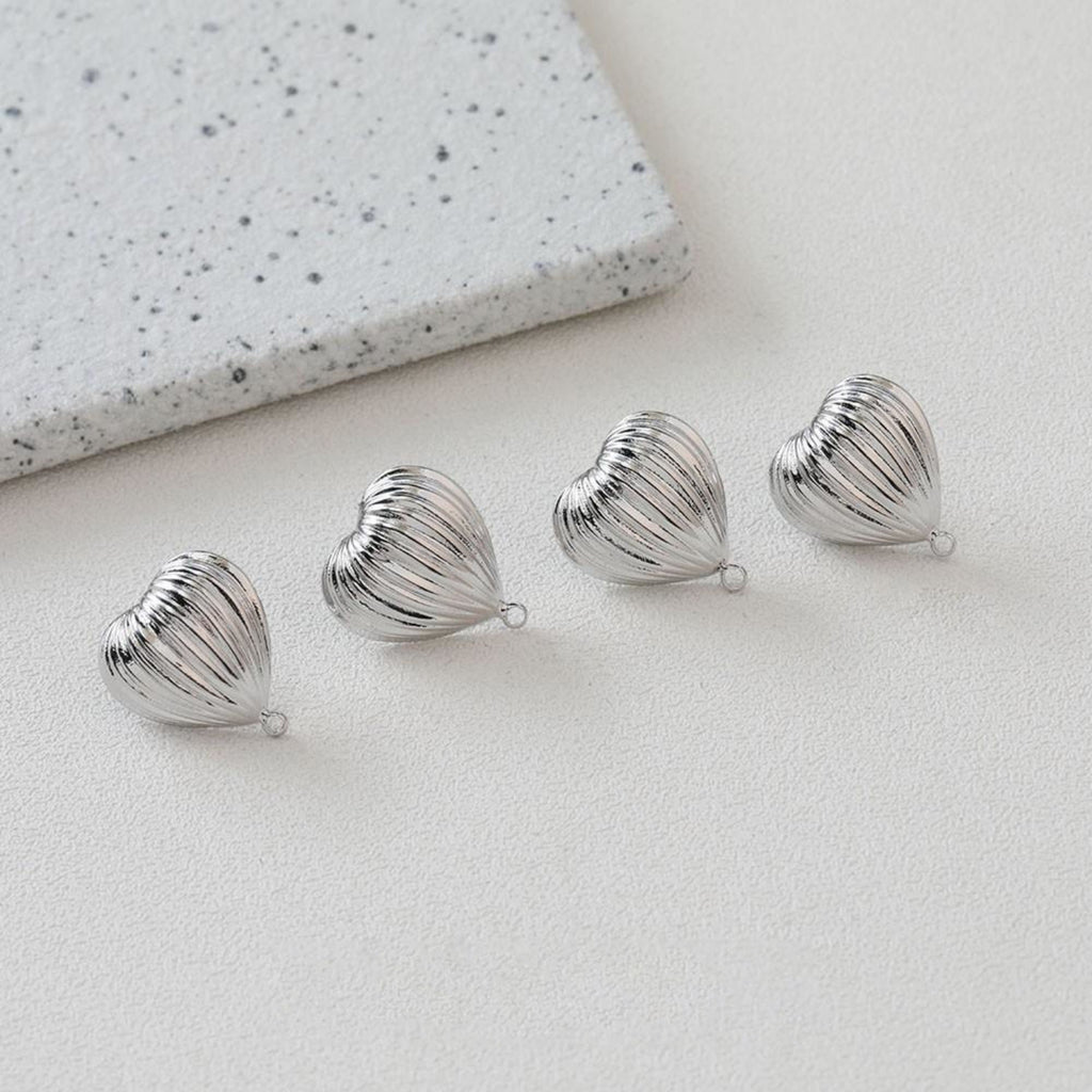 Gold Heart Earring Post, 14K Gold/Silver Nickel Free Earrings, S925 Silver Ear Pins, 20mm, Heart Shape Ear Stud with Loop BB035