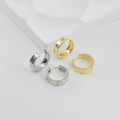 Gold Round Ear Hoops, 18K Gold/Silver Plated Leverback Earrings, Huggie Hoops Earring D0570