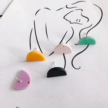 Load image into Gallery viewer, 10PCS Acrylic Semi Circle Earring Findings, 5 Colors You Choose, S925 Silver Ear Stick, Nickel Free, Earring Finding MY025