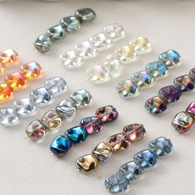 Irregular Square Glass Beads, 12x10mm, Crystal Glass Loose Beads for Jewelry Making, DIY Beads Finding GZ538