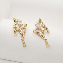 تحميل الصورة إلى عارض المعرض، قرط فراشة غير منتظم مع حلقة، ذهب/فضة عيار 14 قيراط، دبوس فضة S925 خالٍ من النيكل، قرط مضاد للحساسية LL208