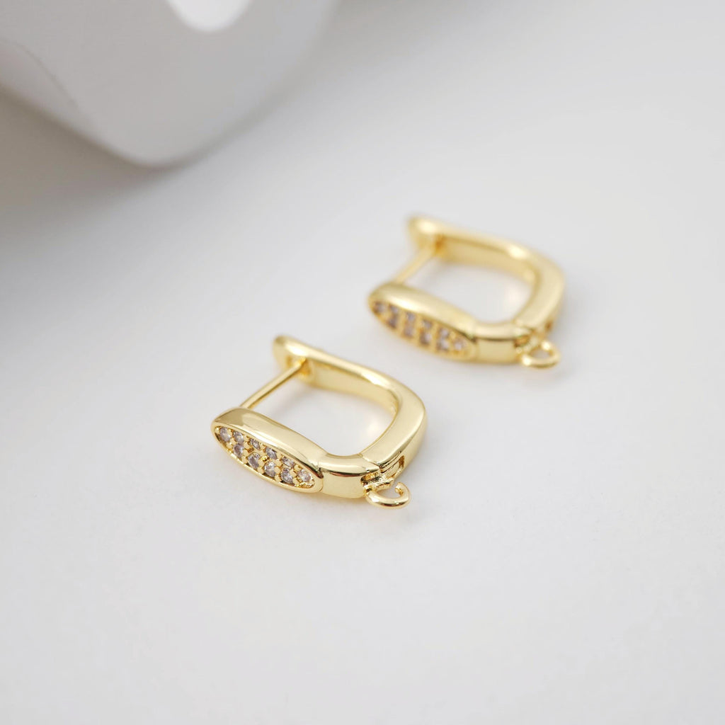 18K Gold Plated U Shape Hoop Earring, Huggie Hoops Earring Parts, Lever Back, 16.2*11.2mm, Hoop earring for Jewelry Making D0220