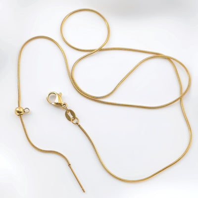 14K Snake Finished Necklace Chain, Adjustable Necklace, 316L Stainless Steel, Snake Chain, Ready to Wear, 45cm/18 inch, JR001