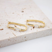 Load image into Gallery viewer, 18K Gold Plated Oval Hoop Earring, CZ Pave, Huggie Hoops Earring Parts, Oval Hoop earring  for Jewelry Making S20622