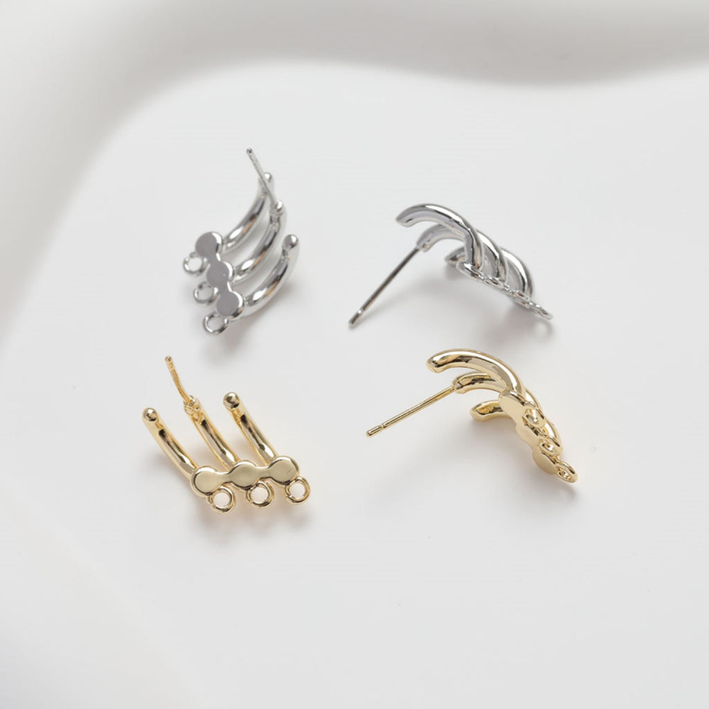 قرط أذن بثلاث حلقات، ذهب/فضة عيار 14 قيراط، أقراط فضة S925 خالية من النيكل، قرط أذن دائري بحلقة GZ121-D0471