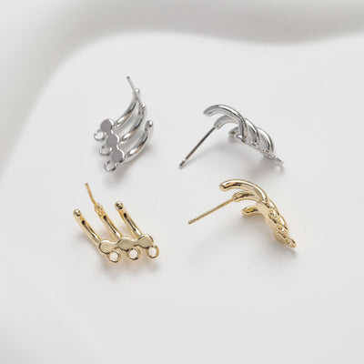 قرط أذن بثلاث حلقات، ذهب/فضة عيار 14 قيراط، أقراط فضة S925 خالية من النيكل، قرط أذن دائري بحلقة GZ121-D0471