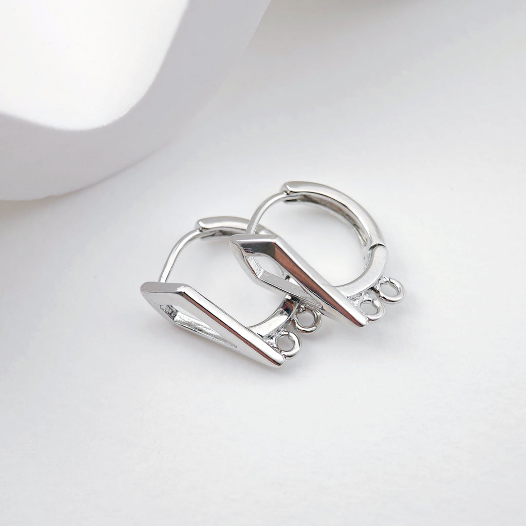 Geometric English lock with Two loops, Gold/Rhodium Plated Earring hoop, Hypoallergenic, DIY Handmade Earring Findings Supplies D0093