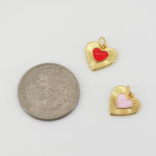 Load image into Gallery viewer, Enamel Heart Charm, 18K Gold Plated Heart Pendant, 10mm, Necklace Bracelet Making Pendant S20720
