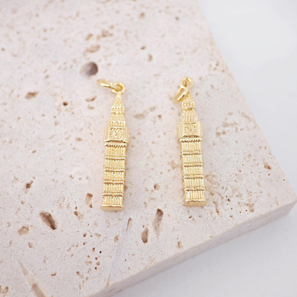 Dijes del Big Ben, colgante de la Torre del Reloj de Londres, dije de planeta, dijes chapados en oro de 18 quilates, dije para hacer collares, accesorios de joyería S884