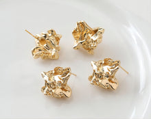 Load image into Gallery viewer, Irregular Ear Post With Loop, S925 Silver Ear Pin Nickel Free Earrings, Gold/Silver Ear Stud, Hypoallergenic Earring Findings G002