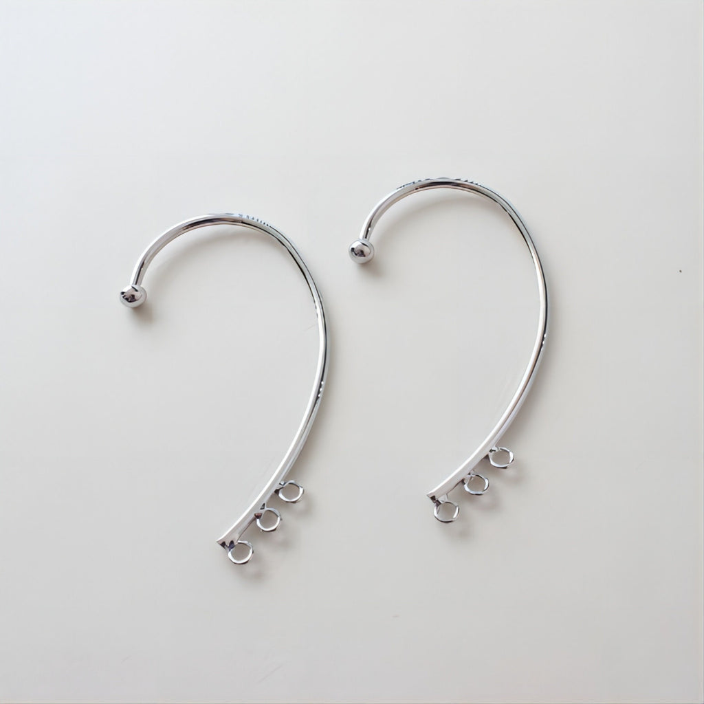 Ear Clips No Piercing For Women, with 3 loops, 14K Gold/Silver, Ear Cuff Clip, Pierceless, Ear Wrap Findings GS005