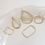10pcs Irregular Openwork Pendant with Loop, Round, Drop, Rectangular, 18K Gold/Silver Plated Charm, Necklace Pendant BY016