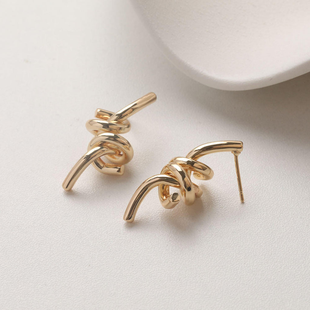 Gold Knot Earring Post, S925 Silver Ear Pin, Nickel Free Earrings, 14K Ear Stud, Tie The Knot Earring Findings GZ737