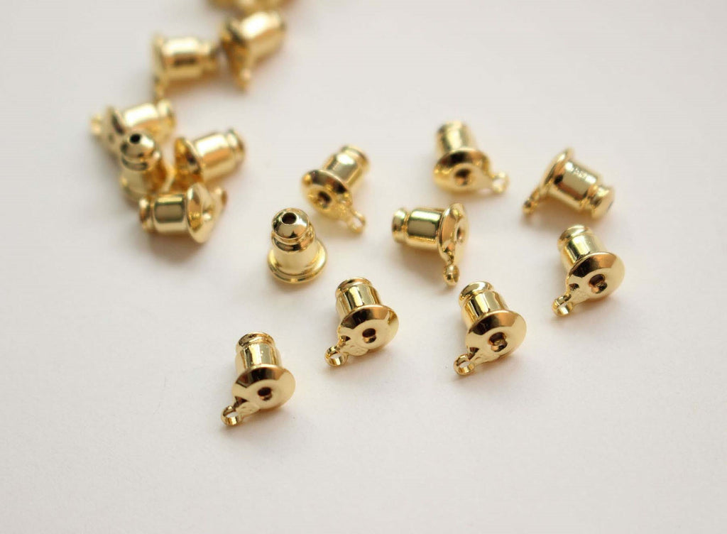 20 tuercas para pendientes con aro, cierres chapados en oro, tapones para pendientes, accesorios para pendientes al por mayor GZ327