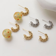 Load image into Gallery viewer, C Shape Earrings Post With Loop, 14K Gold/Silver Plated, S925 Silver Ear Pin Nickel Free Earrings, Twist Wrap, Earring Findings GZ725