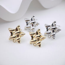 Load image into Gallery viewer, Star Shape Post Earrings, Gold Earring Post with Loop, Hypoallergenic, Earring Findings, Handmade Earring Supplies D0047
