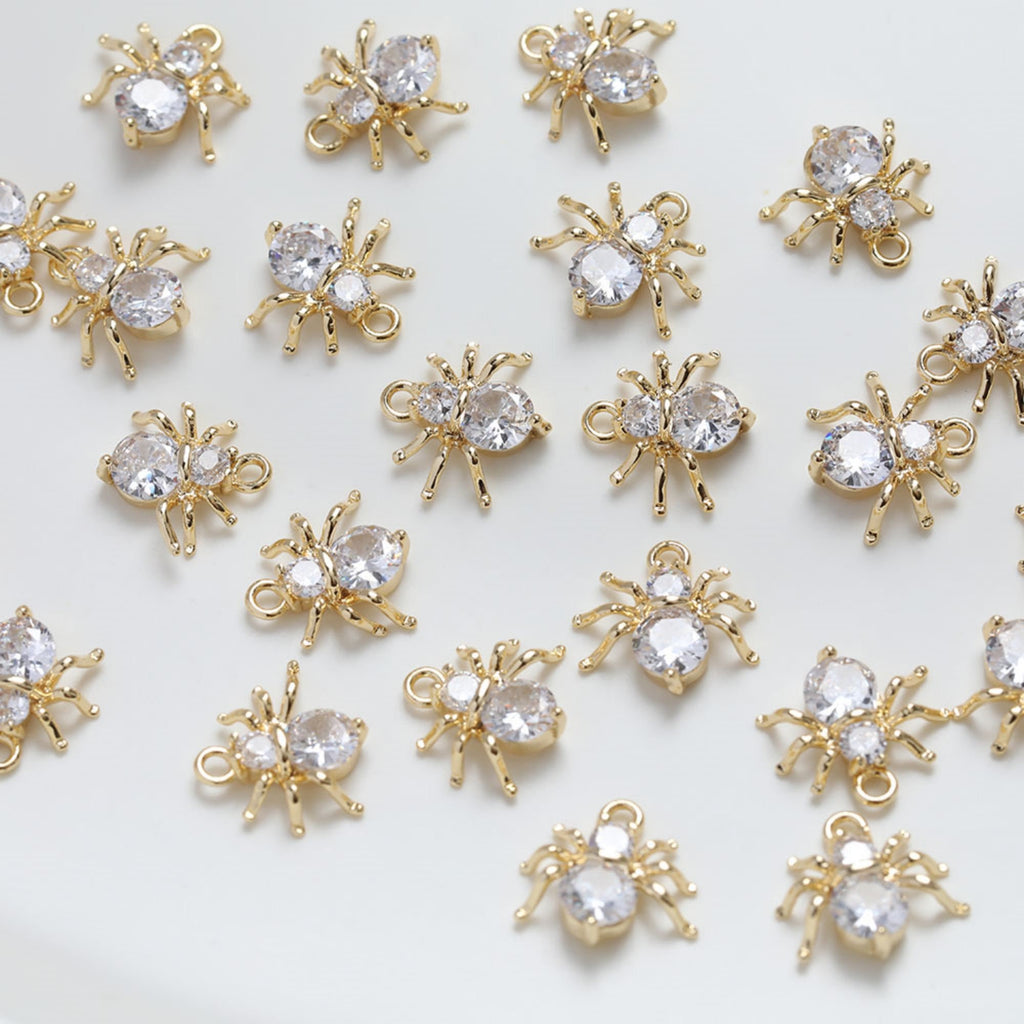 Spider Pendant Charm, Cubic Pave Pendant, 14K Gold/Silver Plated Pendant, Necklace Bracelet Making Charm, Jewelry Findings GZ226