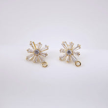 Load image into Gallery viewer, Cubic Zirconia Octagon Post Earrings,Gold Plated Earring Post with Loop,Hypoallergenic,Handmade Earring Finding,DIY Earring Supplies D0028