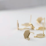 10pcs Gold Hexagon Earring Post With Loop, S925 Silver Ear Pin Nickel Free Earrings, Ear Stud Loop, Hypoallergenic Earring Findings Z058